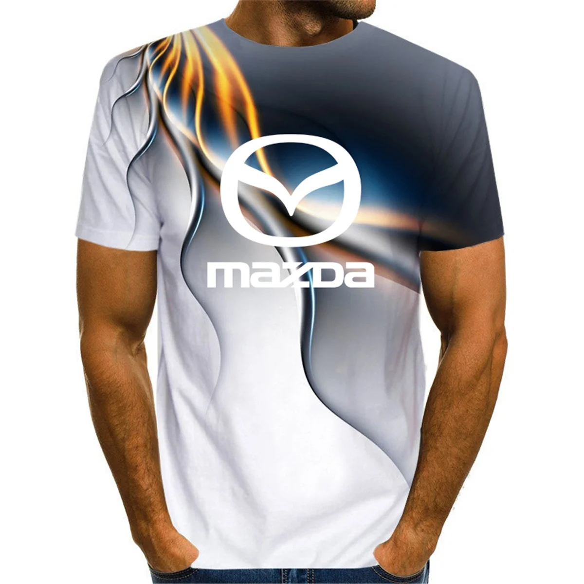 

2021 verão masculino Mazda logotipo ao ar livre esportes masculinos e femininos camiseta de manga curta 3dt personalidade casual