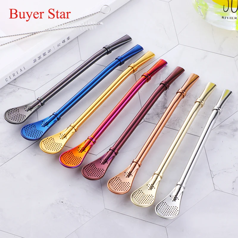 

4pcs/lot Reusable 304 Stainless Steel Drinking Straws +1 Brush Stainless Filter straw Metal Drink Yerba Mate Tea Bar Accessories