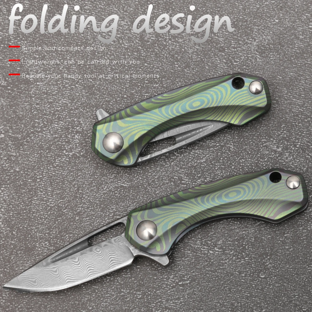 

Titanium Alloy Folding Knife Mini Portable Fixed Blade Outdoor Camping Self-defense Knife Multi-function Tool Knife