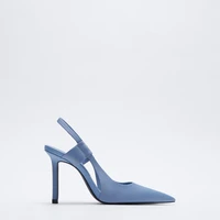 spring 2022 zarz womens shoes light blue dew heel fairy sandal with pointed heel large size 40 luxury brand