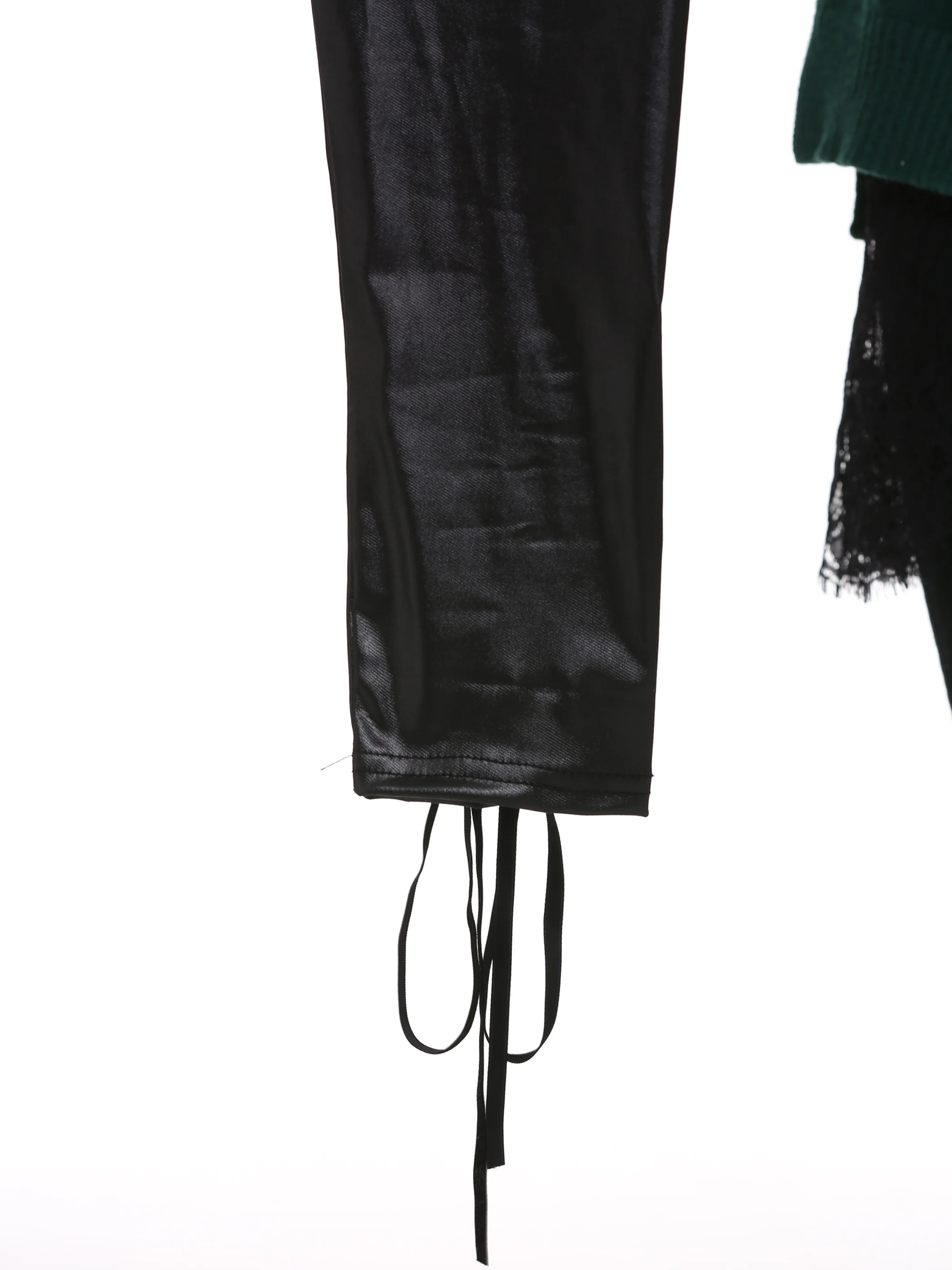 Готические леггинсы черные штаны женские весенние тонкие на шнуровке уличная