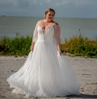 Женское свадебное платье на бретелях-спагетти, с открытыми плечами и расклешенными рукавами, ТРАПЕЦИЕВИДНОЕ богемное шифоновое свадебное платье со шнуровкой сзади, новинка 2021