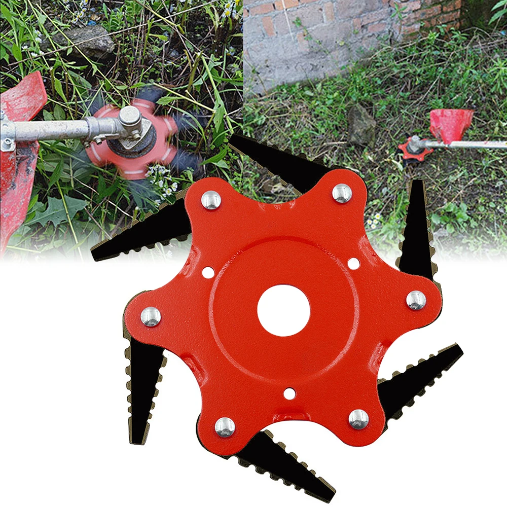 

Universal 6 Teeth Brush Trimmer Cutter Blade Trimmer Metal Blades Head 65Mn Brush Garden Grass Trimmer Head Lawn Mower Tool Part