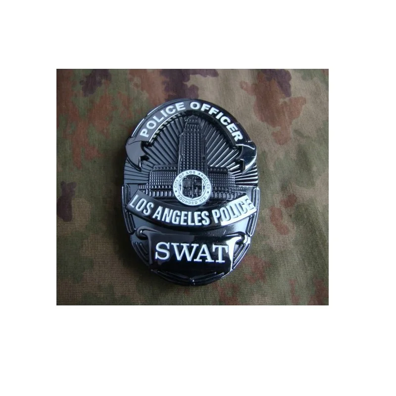 

United States SWAT Los Angeles Police Metal Badge US 3D 3 pieces Combination Black Police Officer SWAT Badge 8.4*6cm