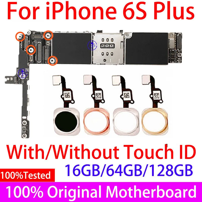

100%Original For iPhone 6S Plus iphone6splus With/Without Touch ID Logic Board 16GB 64GB Full Chips Factory Unlocked Motherboard