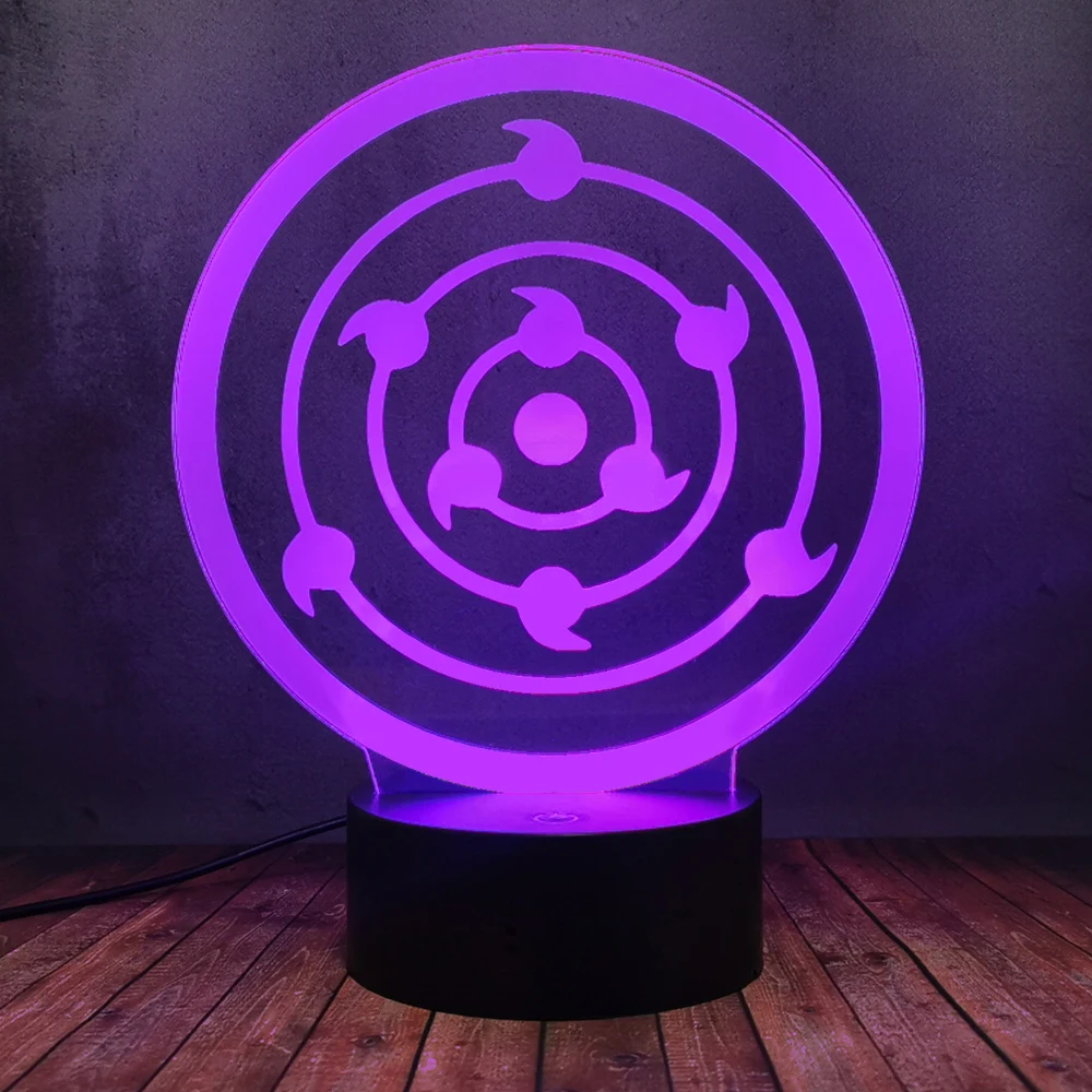 Вращающийся Rinnegan Eye Naruto Sasuke Uchiha Itachi Аниме Манга Мультфильм USB Ночник светильник