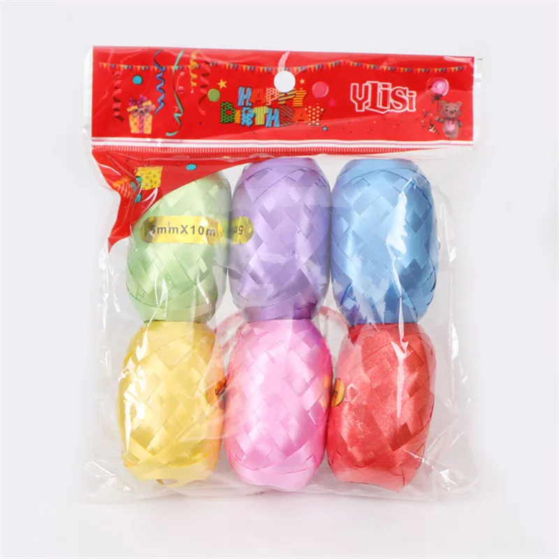 6 шт. многоцветные фольгированные веревки для воздушных шаров 5 мм * 10 м инструмент