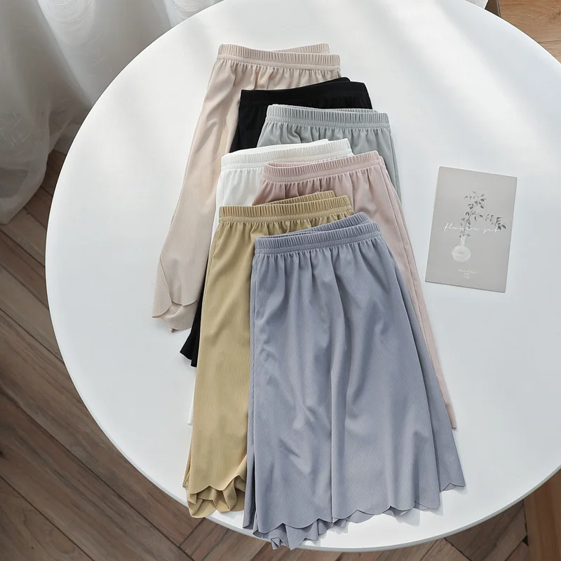 Женские леггинсы из ледяного шелка свободные волнистые короткие штаны