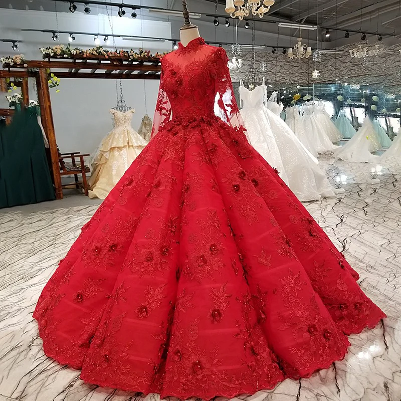 LS02100 red muslim puffy vintage вечернее платье с длинным рукавом рукавом|Вечерние платья| |