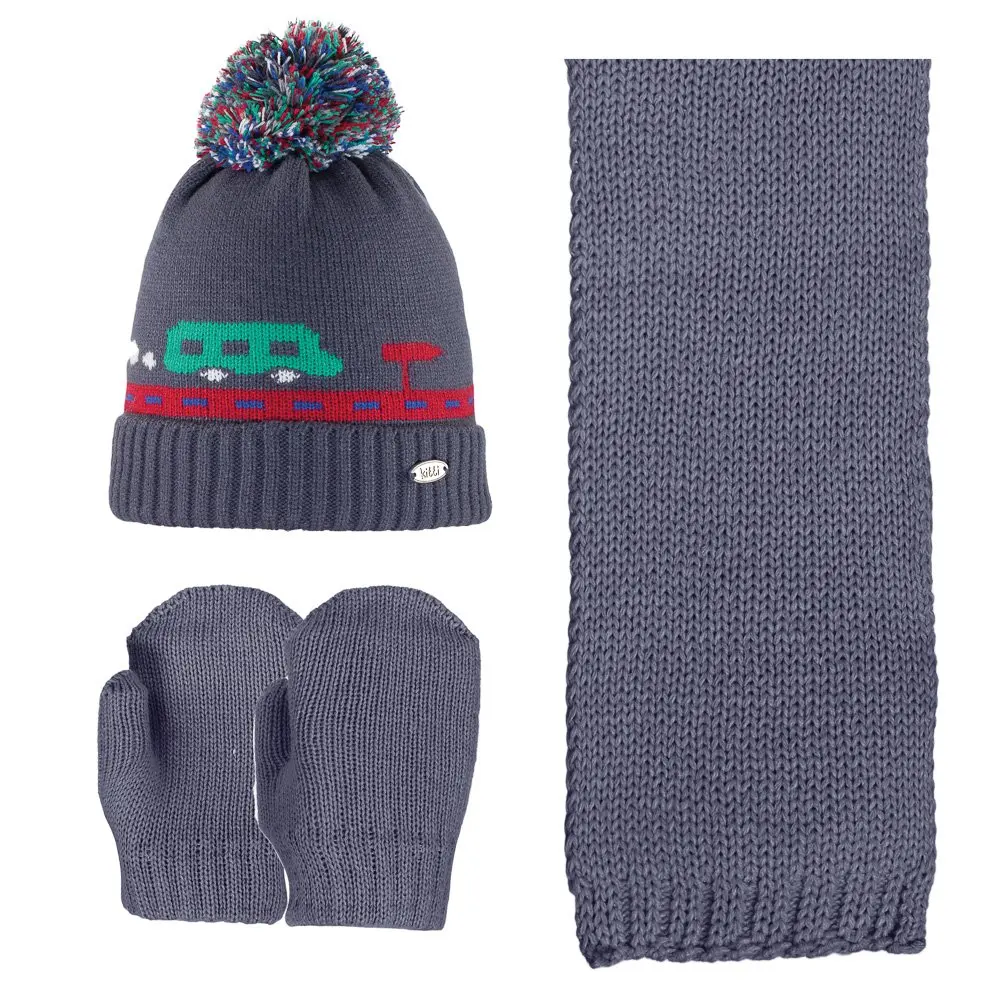 

Bus Pattern Smoked Scarf Gloves Set Beret