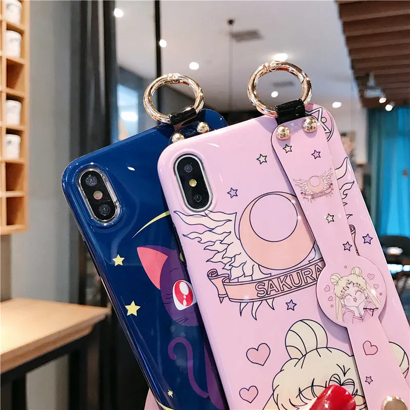 P30pro Сейлор Мун ремешок чехол мягкий чехол для мобильного телефона для huawei P30/P20 pro mate20 pro/3/4/5 V20 симпатичный держатель в виде ракушки+ платье на бретелях