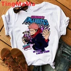 Лидер продаж, футболка с японским аниме, футболка ююютсу кайсена, мужские футболки с рисунком кавайных мультфильмов в стиле Харадзюку, топы унисекс в стиле хип-хоп, Мужская футболка