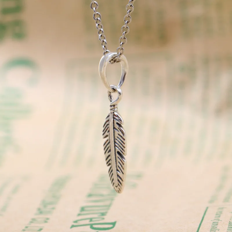 

DoDoFly S925 Silver Feather PendantCreative Dream Catching Feather Necklace Pendant DIY Jewelry Original Beads Charms