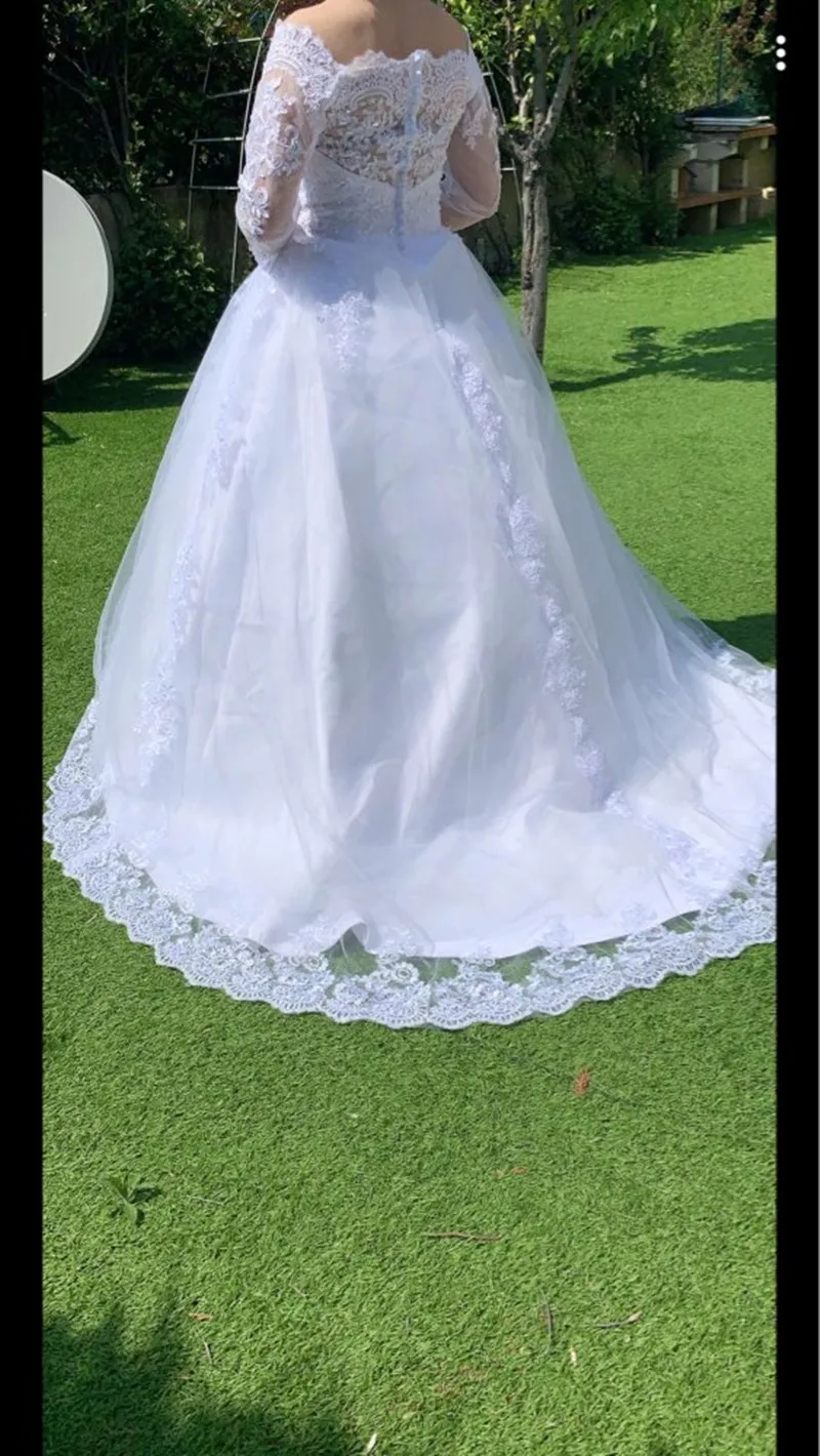 Свадебное платье принцессы Vestido De Noiva Прозрачное с открытыми плечами и длинным