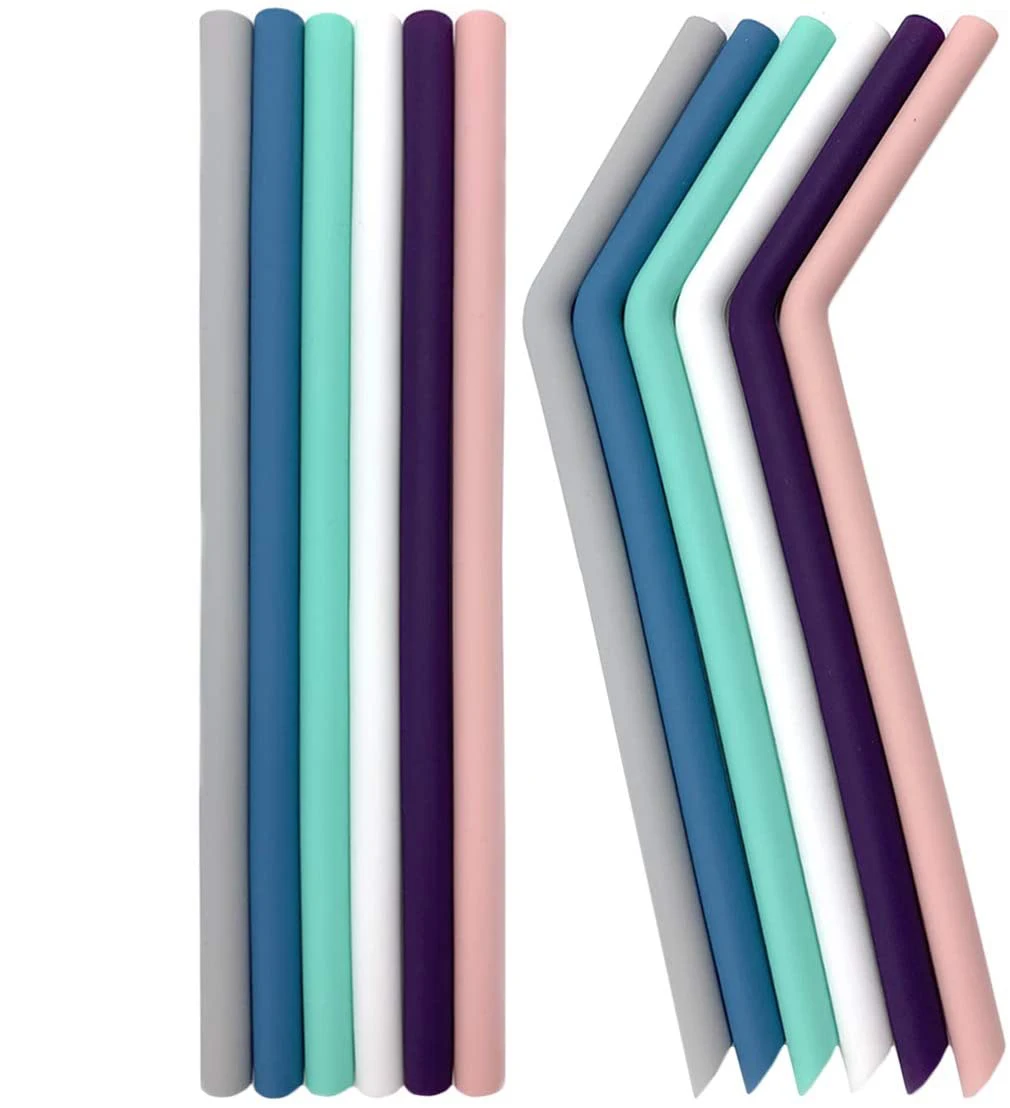 

12pcs Portable Food Grade Silicone Drinking Straws for 30oz and 20oz - Multicolor Reusable Straws BPA Free Extra Long Drink Tool
