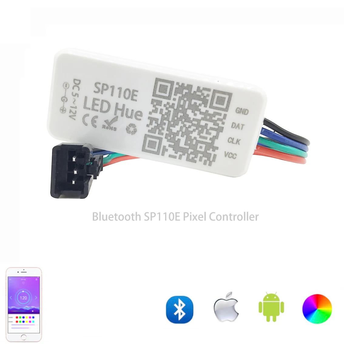 

SP110E Bluetooth WS2812 Pixel Strip Controller WS2811 WS2812B Dimmer SK6812 RGB RGBW APA102 WS2801 pixels Led Strip IOS Android