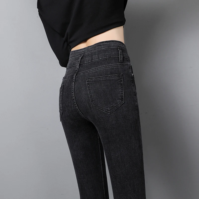 

Thin Leggings Women High Waist Straight Jeans Female Jeansy Streetwear Skinny Trousers Lady Students Fall Pencil Length Pants