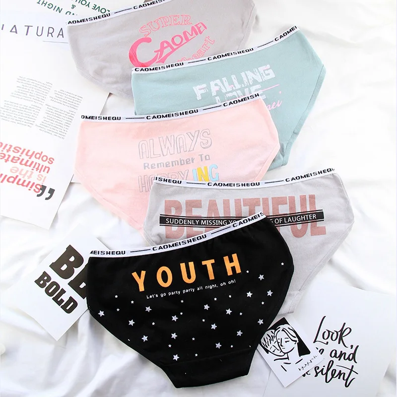 От 8 до 14 лет трусы с буквенным принтом для девочек хлопковые подростков дышащее