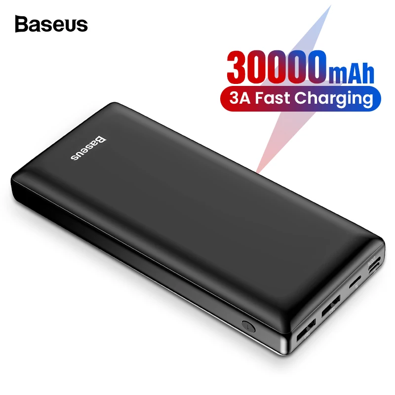 Baseus, 30000 мА/ч, внешний аккумулятор для samsung S10, S9, Xiaomi Mi, 9, 30000 мА/ч, внешний аккумулятор USB C, портативное зарядное устройство, повербанк