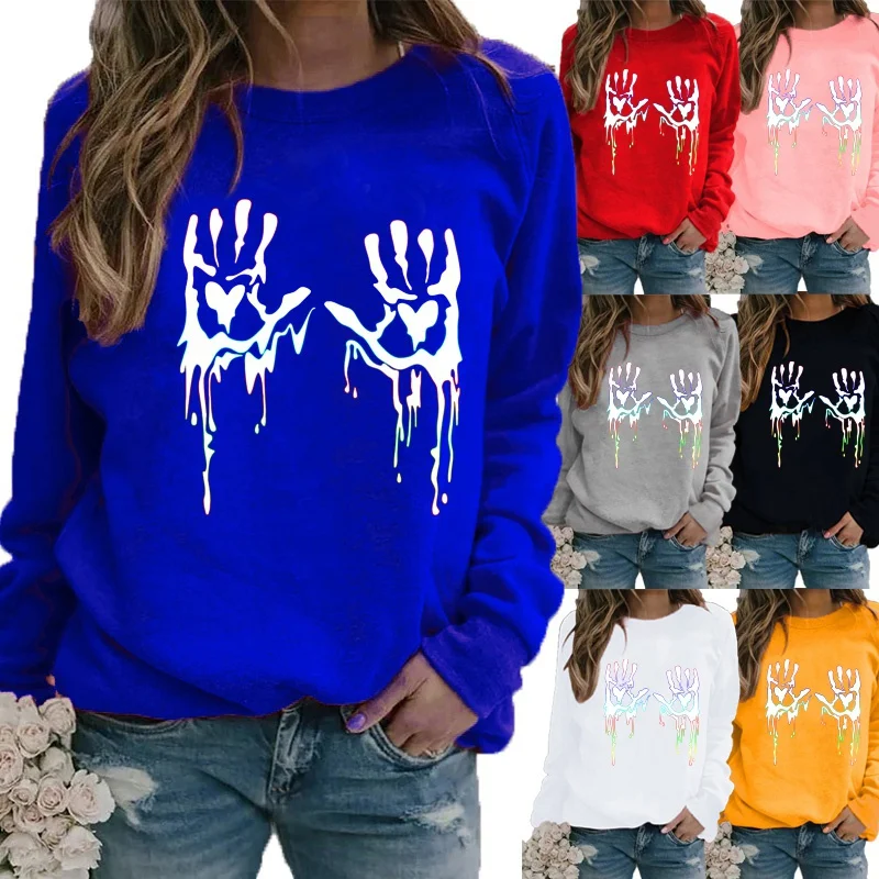 

Women's Winter Fashion Plus Size Casual Loose Shirt Printed T-shirt Long Sleeve Round Neck Comfortable Sports Sweatshirt