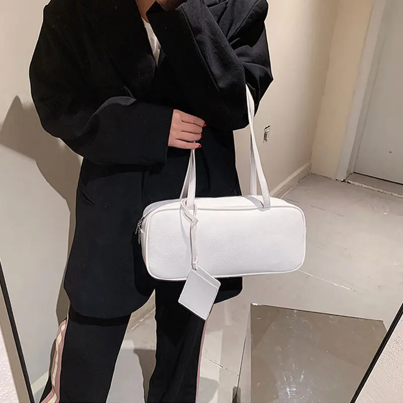 

2021 Trend Women's Shoulder Bag With Mini Pouch Winter Baguette Handbags Fashion Korean Underarm Bag PU Leather Soft Pack