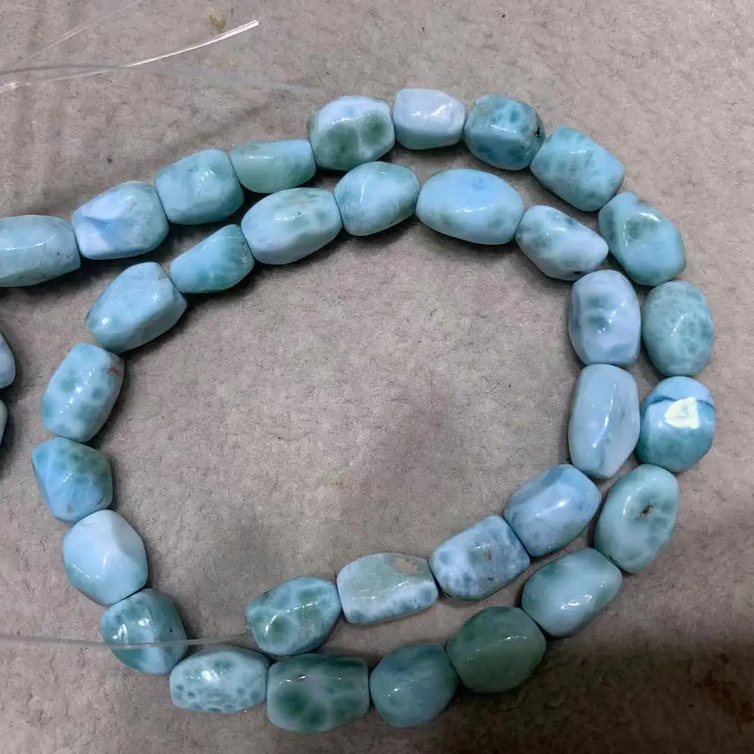 

AAA High Quality Natural Genuine Dominicana Larimar Nugget Free Form Fillet Irregular Pebble Beads Fit Jewelry 15