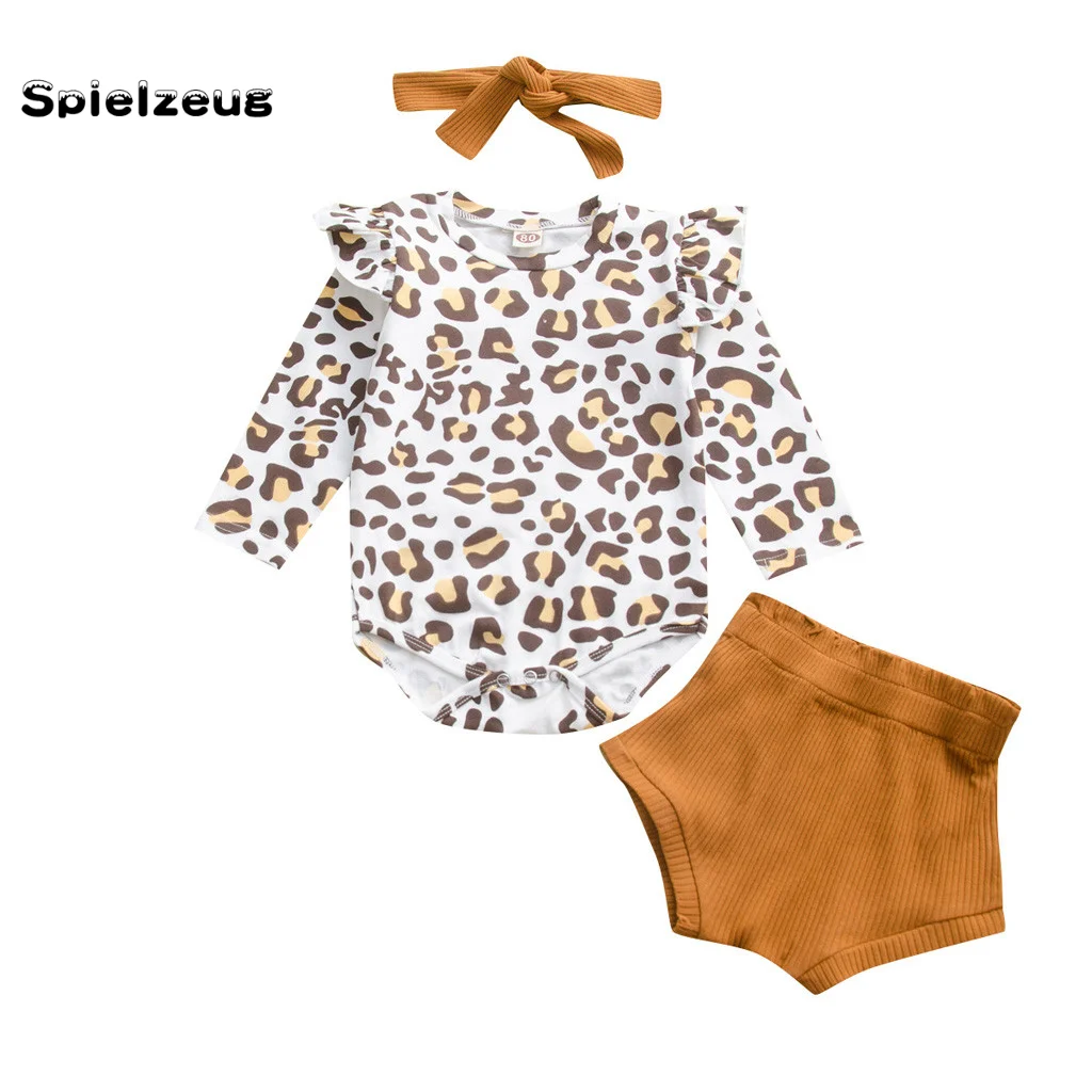 2020 г. Весенняя одежда для новорожденных девочек леопардовый комбинезон с