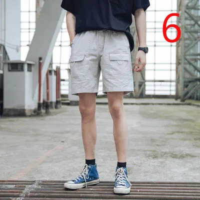 

Summer casual shorts street fashion solid color drawstring tooling five pants