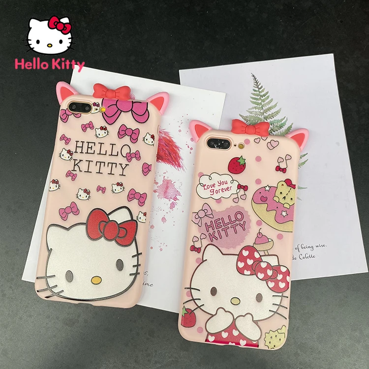

Hello Kitty for Xiaomi 9/cc9e/cc9pro Red Rice K40/note9/9Pro Cartoon Cat Ears Silicone Soft Shell