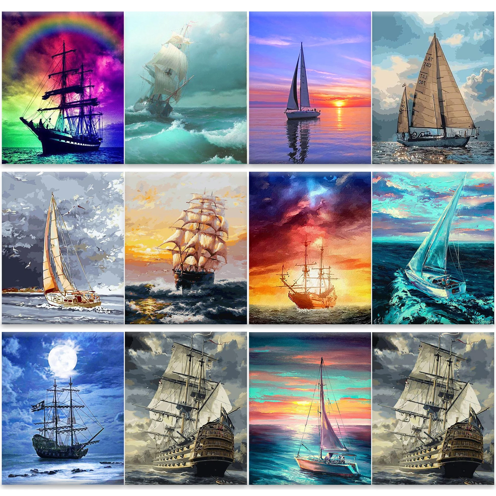 

Picture Frame Diy Oil Painting By Numbers Kits Acrylic Wall Art Home Decors Surf sailing Coloring By Numbers For Diy