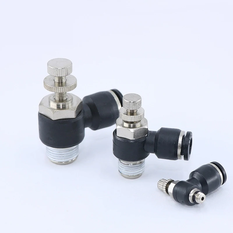 Черный пневматический клапан серии SL цилиндр с наружной резьбой дроссельная