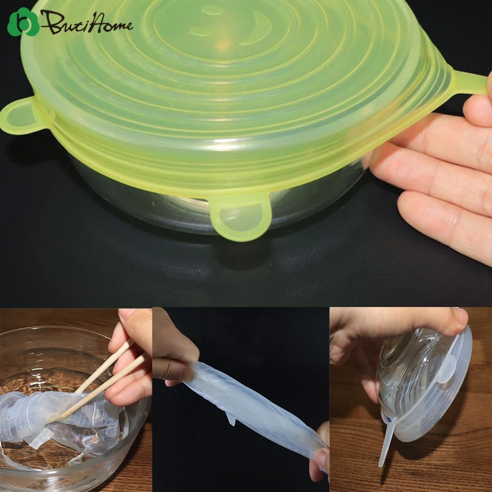 6 шт./компл. многоразовые силиконовые стрейч крышки универсальная Еда свежий