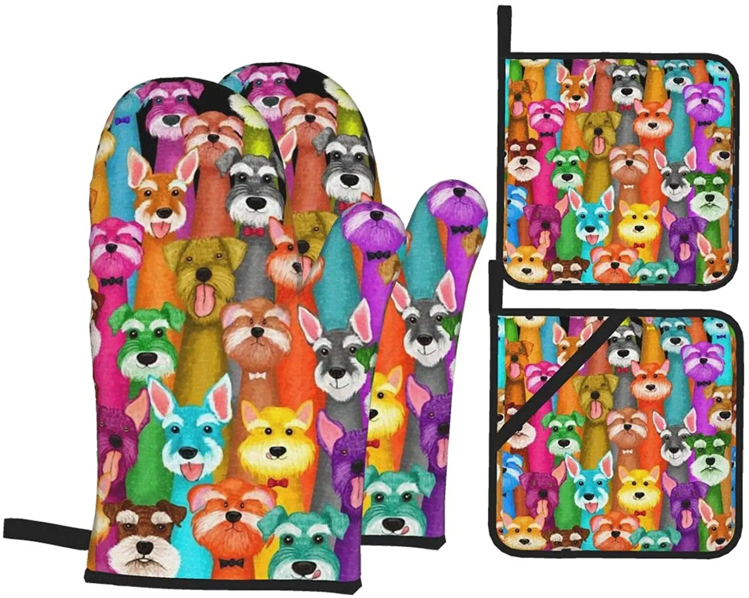 

Printed Oven Glove Pot Cover Heat-Resistant Kitchen Waterproof With Inner Cotton Layer For Cooking And Grilling