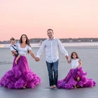 Пышная фиолетовая Тюлевая юбка-пачка с оборками, сделанная на заказ для семейвечерние, фатиновая юбка для мам и детей