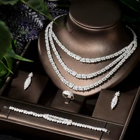 hibride three layers bridal jewelry sets for women wedding accessories white gold color fashion jewelry accessories bijoux n 958