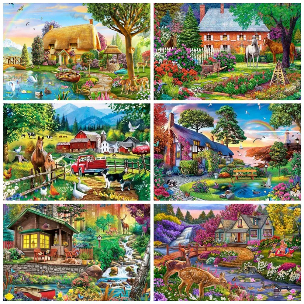 

Huacan, Алмазная мозаика, вышивка крестиком, картина, пейзаж, картина Стразы, домашний декор