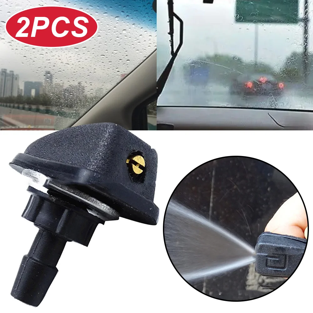 

1pair 8mm Common Size Car Windscreen Washer Nozzle Spray Replacement, Black