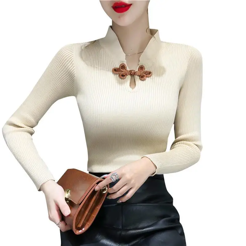 

Women's sweater knitwear 2020 autumn new retro bottoming shirt long sleeve slim body slim outside wear top