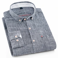 aoliwen brand men casual mens shirt button down 80cotton solid multicolor long sleeve shirt pocket top young
