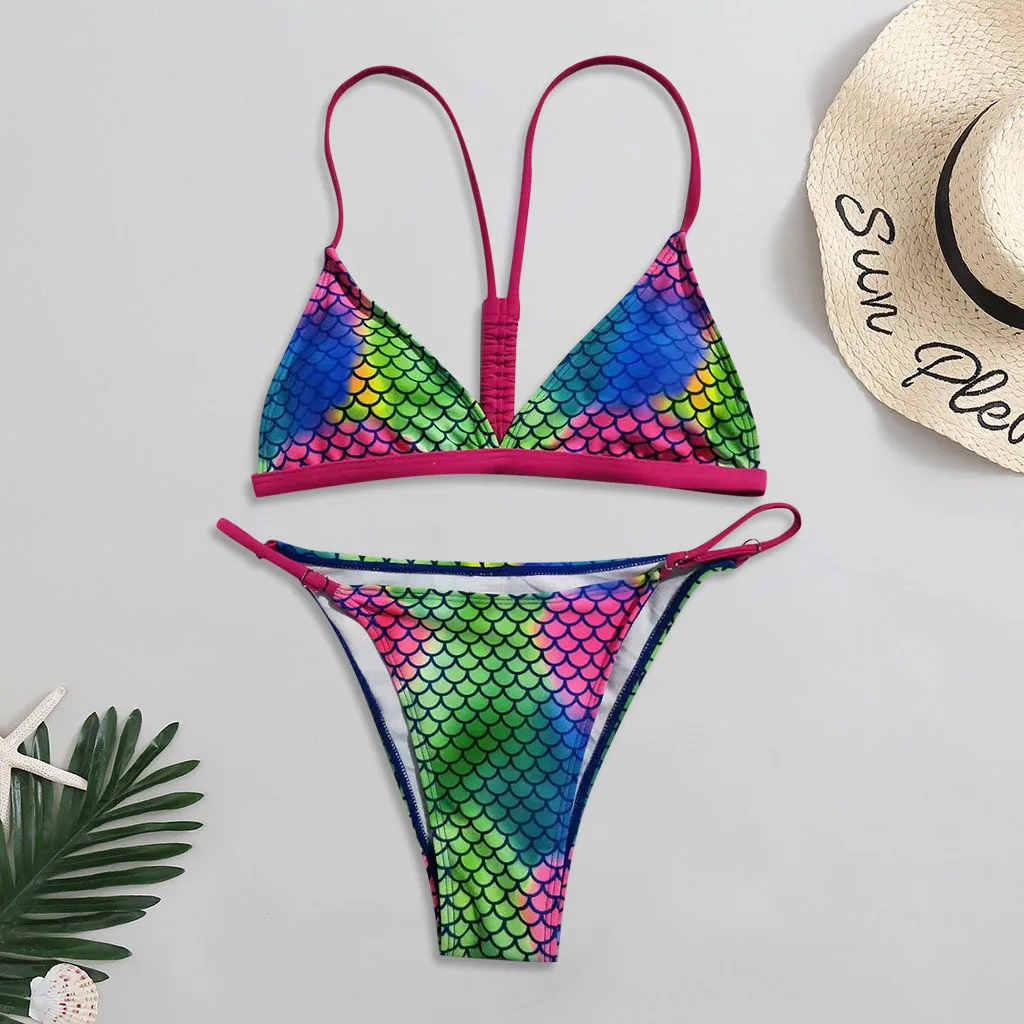 Женский купальник Леопардовый Гавайский принт пуш-ап сексуальный бикини набор