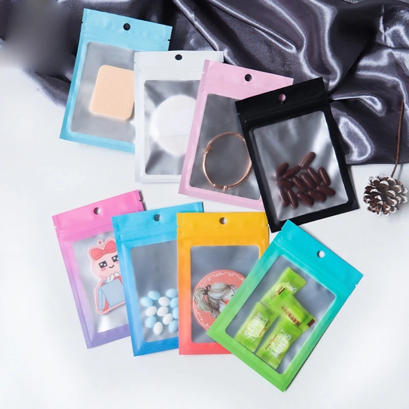 

100 Pieces 2.7"x3.9" Mylar Bags with and Clear Window Packaging Bags Foil Pouch for Food Self Sealing Storage