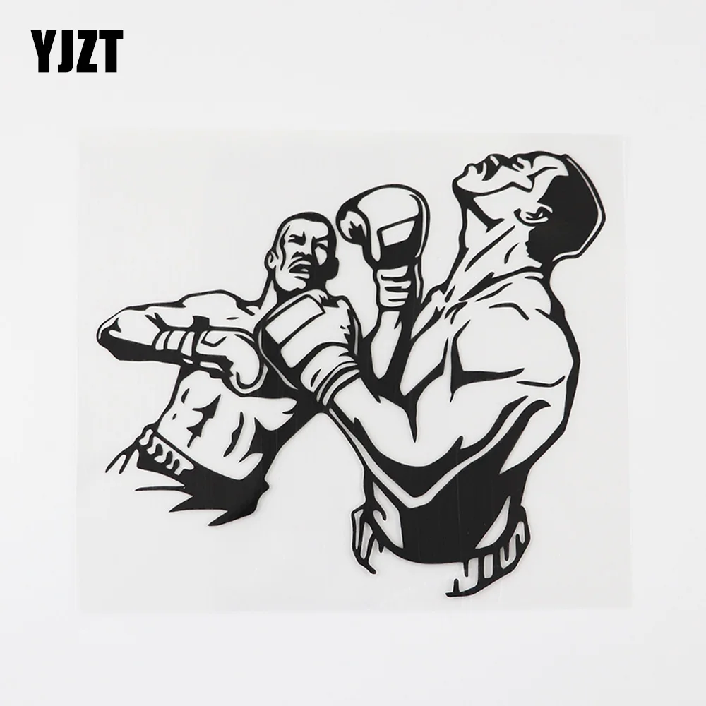 

YJZT 14.5CMX12.6CM Modern Fashion Boxing Decor Vinyl Car Sticker Black/Silver 8A-0923