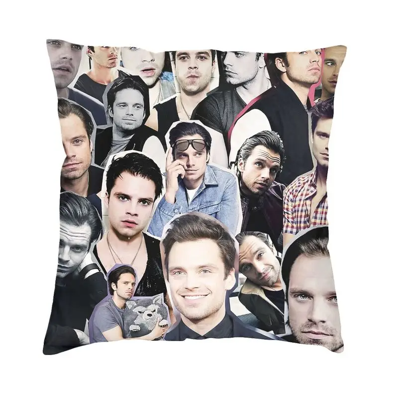 

Cool Sebastian Stan Funny Collage Pillow Case 45x45cm Sofa Luxury Cushion Cover Velvet Pillowcase