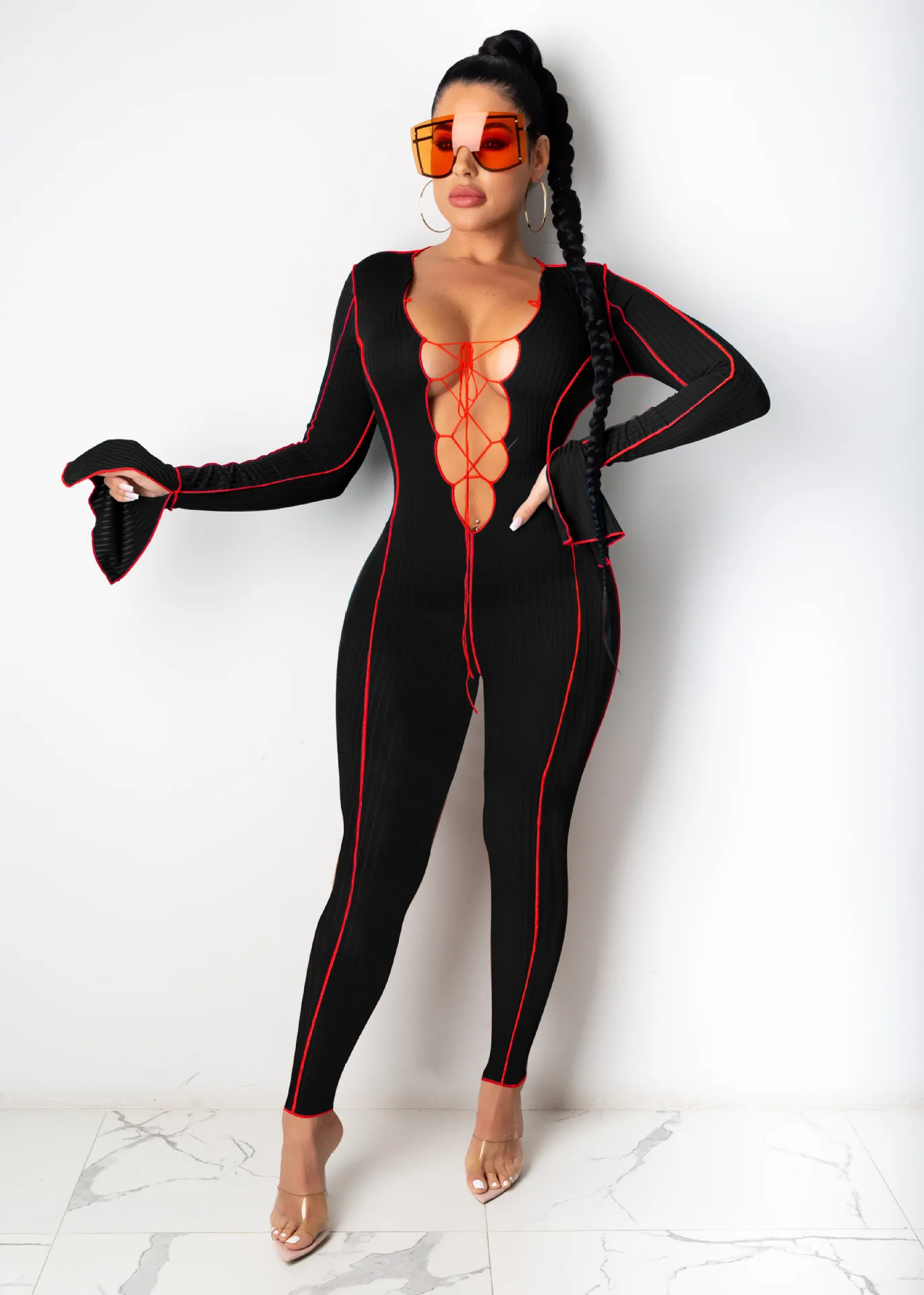 Summer Solid Botton V-neck Playsuit Short Sleeve Skinny Bodycon Sexy Jumpsuit Summer Shorts Women Rompers Workout Active Wear