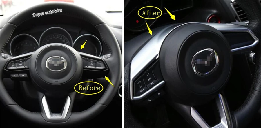 Lapetus аксессуары интерьера руля украшение рамка Крышка отделка ABS Подходит для Mazda 3 AXELA седан хэтчбек