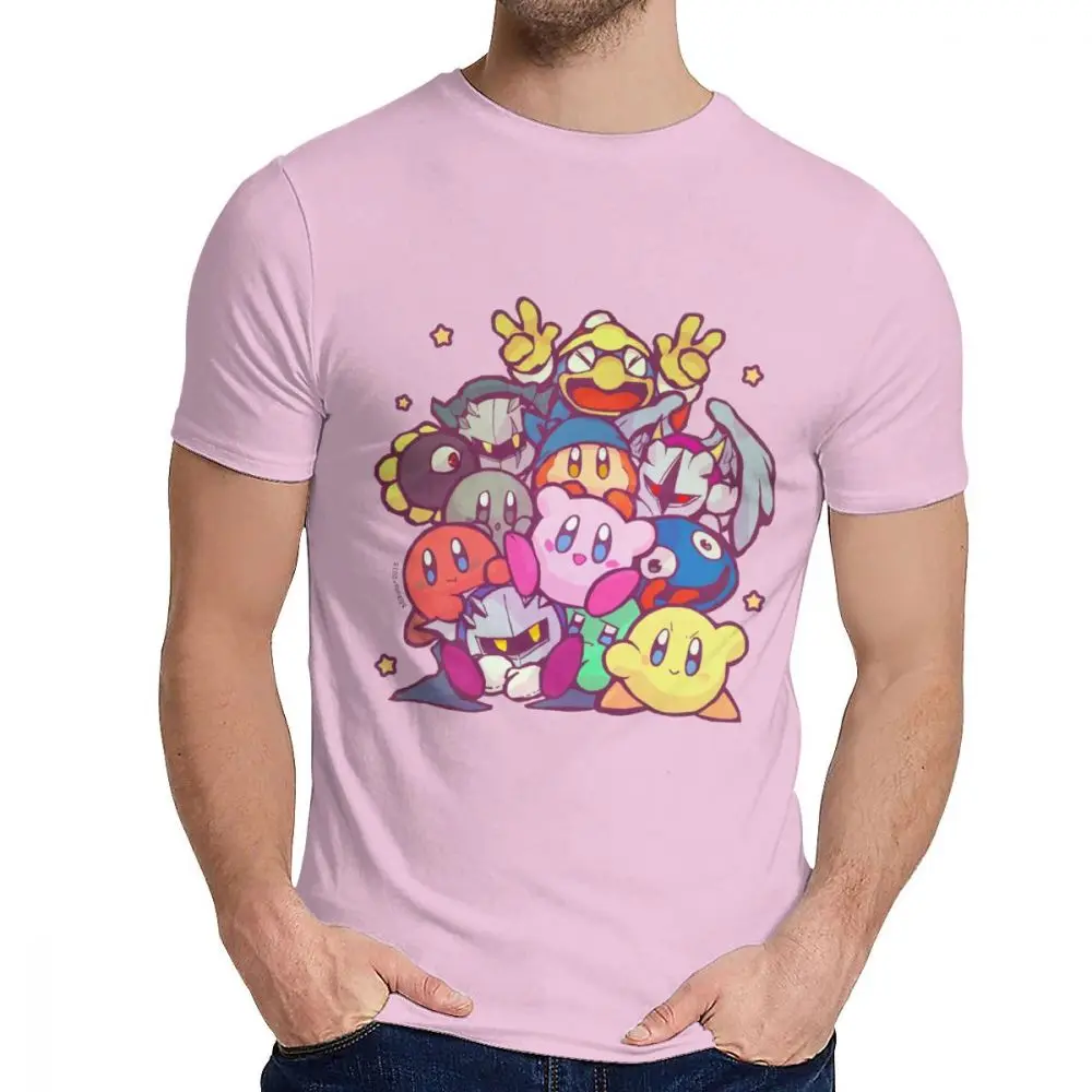 Стильная семейная футболка Kirby Group для мужчин, хипстер, натуральный хлопок, Camiseta, S-6XL - Color: Pink