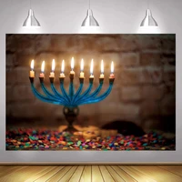 candle chanukah hanukka photo backdrop happy hashanah holiday party photography background menora jewish decoration banner