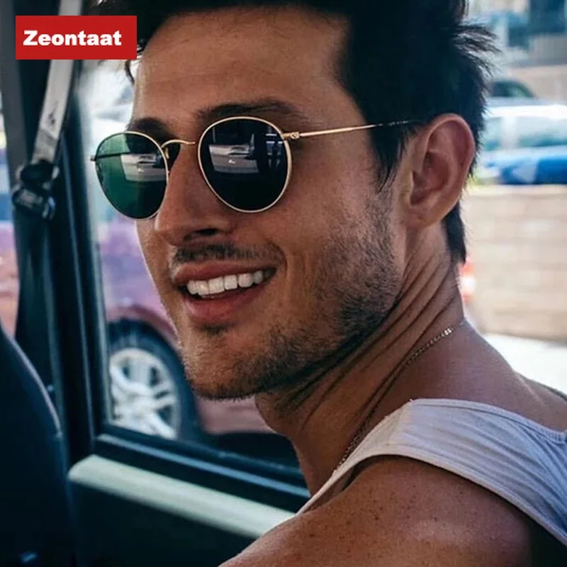 

2022 New Fashion Mens Round Sunglasses Women Luxury Brand Design Mirror Lens Vintage Sun Glasses Rose Gold Metal UV400 Oculos