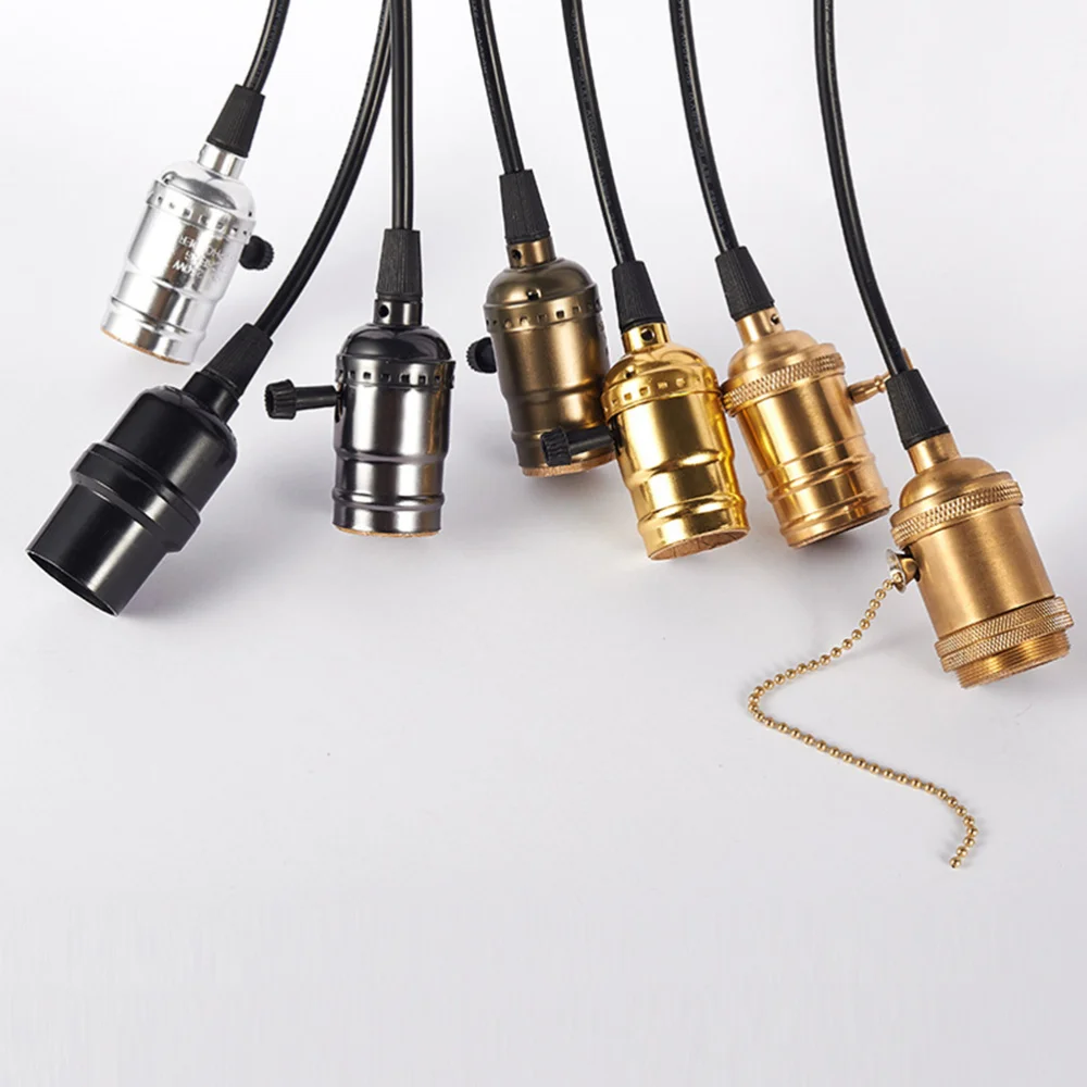 

E27 Base With Switch Hanging Lamp Holder Light Socket for Kitchens Dining Rooms Living Rooms Corridor(Black)