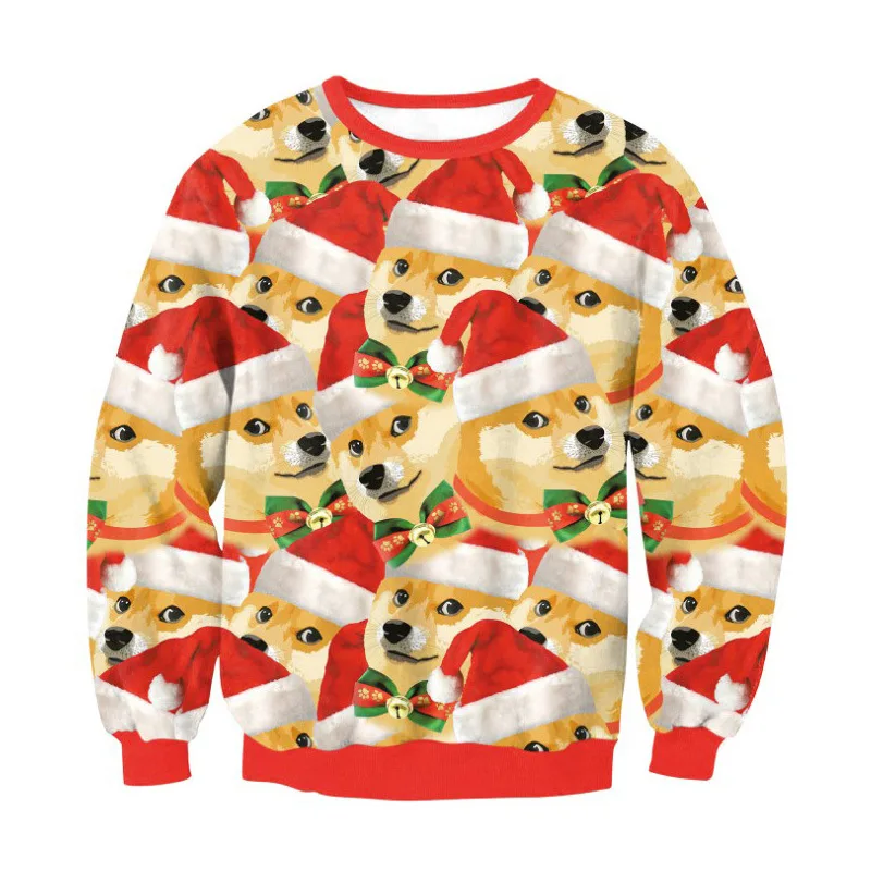 Унисекс Уродливый Рождественский свитер 3D принт Забавный Рождественский пуловер Толстовка Мужская Женская Осенняя зимняя одежда размера плюс